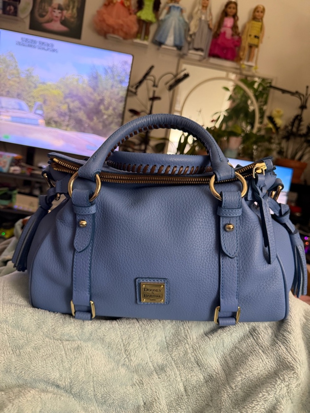Dooney & Bourke sky blue samba satchel